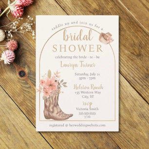 Invitación Elegante Floral Boots Cowgirl Bridal Shower