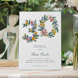 Invitación Elegante Floral Botánico 30 Cumpleaños 30