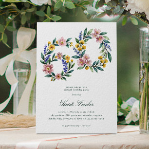 Invitación Elegante Floral Botánico 60 Cumpleaños 60
