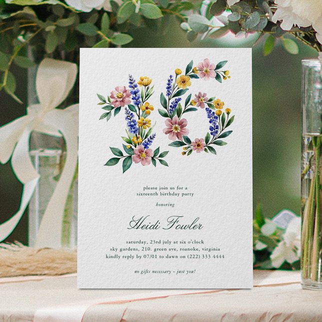 Invitación Elegante Floral Botánico Cumpleaños 16 (Subido por el creador)