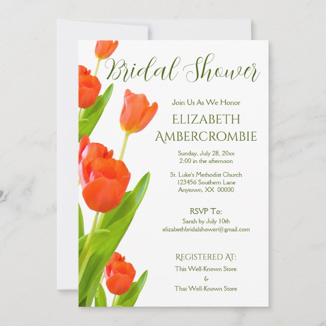 Invitación Elegante Floral Bridal Shower (Anverso)