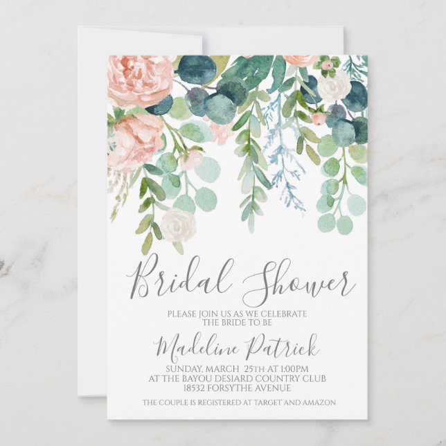 Invitación Elegante Floral Bridal Shower (Anverso)