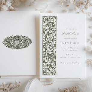 Invitación Elegante Floral Bridal Shower Olive Cream