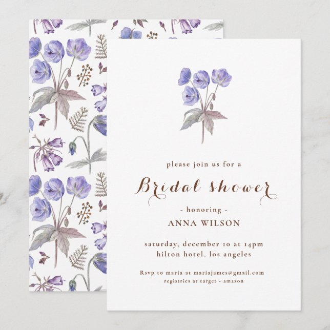 Invitación Elegante Floral Bridgerton Temática Ducha Bridal (Anverso / Reverso)