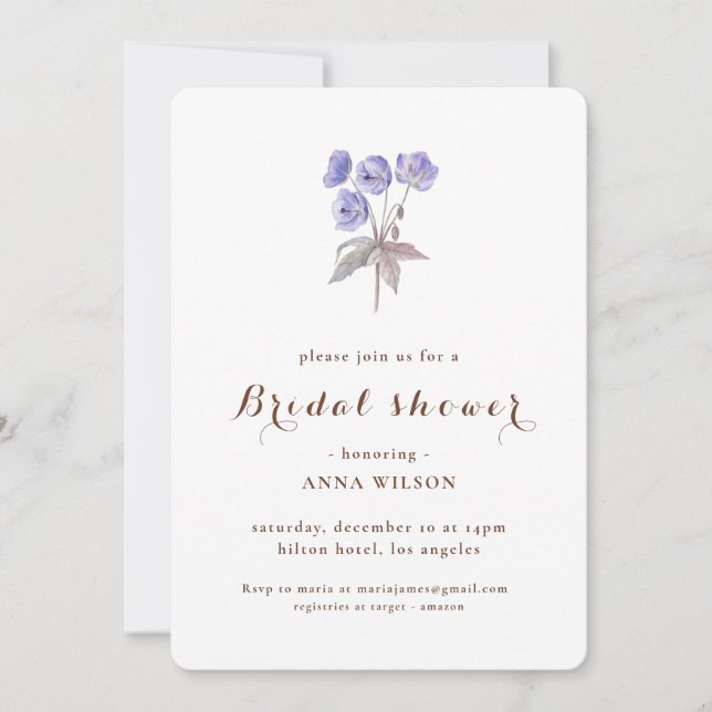Invitación Elegante Floral Bridgerton Temática Ducha Bridal (Anverso)