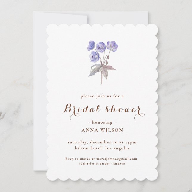 Invitación Elegante Floral Bridgerton Temática Ducha Bridal (Anverso)