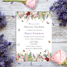 Invitación Elegante Floral Butterfly Bridal Shower