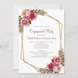 Invitación Elegante floral Cassis Purple Gold Engagement Part