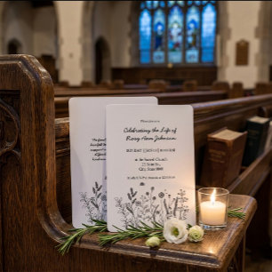 Invitación Elegante Floral "Celebrando la Vida" Funeral