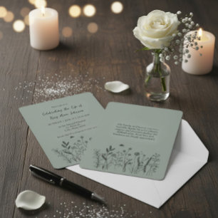 Invitación Elegante Floral "Celebrando la Vida" Funeral