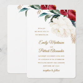 Invitación Elegante floral con Boda de Navidades verdes