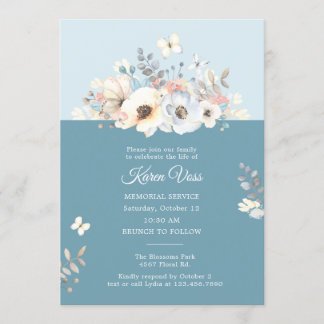 Invitación Elegante floral con el aniversario de la muerte de