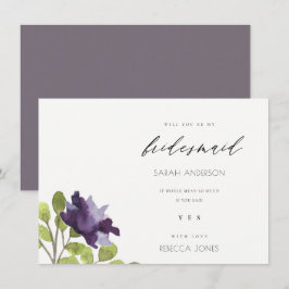 INVITACIÓN ELEGANTE FLORAL DE ACRUARELA AZUL PURPURA PARA DAM