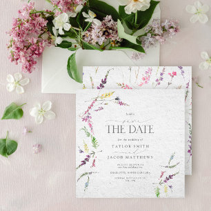 Invitación Elegante Floral de Acuarela Save the Date de Flor