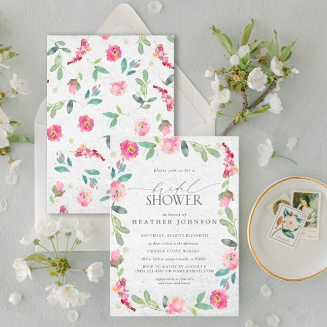 Invitación Elegante Floral de agua caliente rosa caliente Duc (Bridal Shower Invitation!)