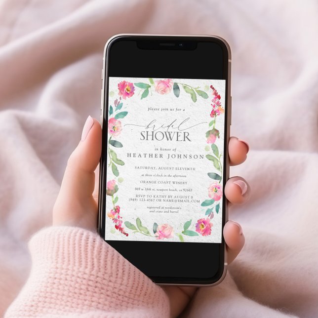 Invitación Elegante Floral de agua caliente rosa caliente Duc (Subido por el creador)