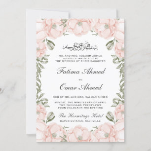 Invitación Elegante Floral de barro deja Boda musulmán islámi