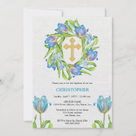 Invitación Elegante floral de bautismo