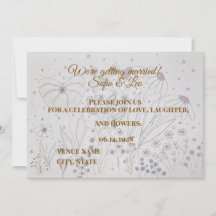 Elegante Floral de Boda Dibujada a Mano en Polvo R