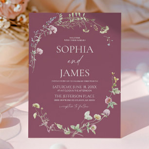 Invitación Elegante Floral de Flor Silvestre Marco Boda