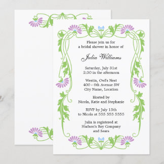 Invitación Elegante Floral De Hojas Swirls Bridal Shower