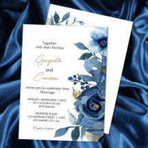 Elegante Floral de Invierno Azul Hielo