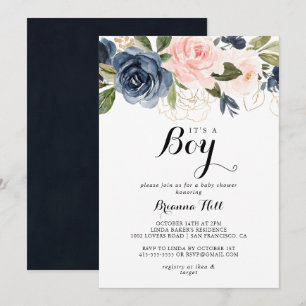 Invitación Elegante floral de invierno es un niño Baby Shower