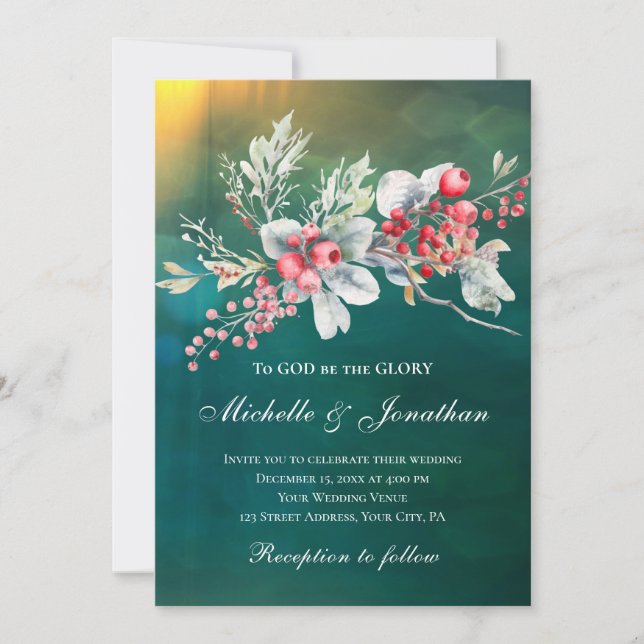 Invitación Elegante floral de invierno sobre Boda cristiano v (Anverso)
