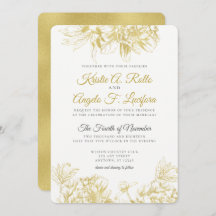 Invitación elegante floral de la boda del oro