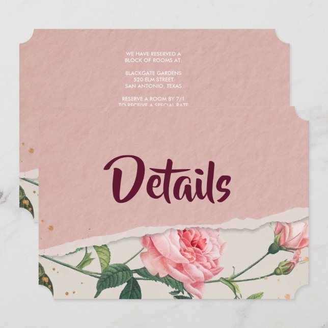 Invitación Elegante floral de moda (Anverso / Reverso)
