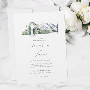 Invitación Elegante Floral de Montaña Boda
