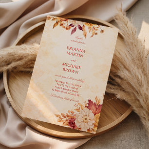 Invitación Elegante Floral de Otoño Cálido Neutral
