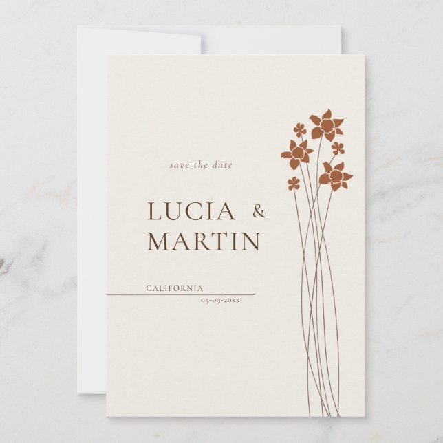 Invitación Elegante Floral De Otoño Salvar La Fecha (Anverso)