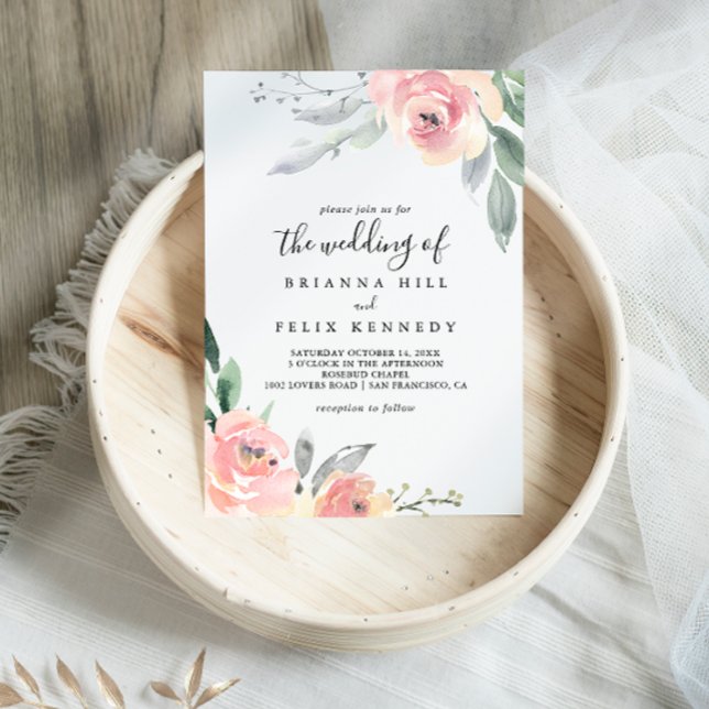 Invitación Elegante Floral De Rubor Rosa El Boda De (Subido por el creador)