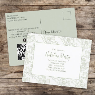 Invitación elegante floral de vacaciones con códig
