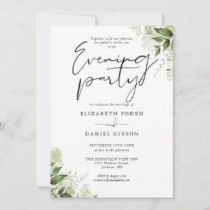 Invitación Elegante Floral de Verde Botánico para Boda Tarde