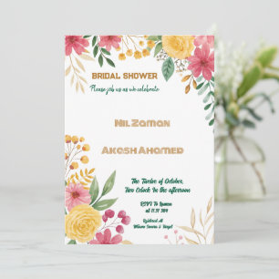 Invitación Elegante Floral Doble Nombre Bridal Ducha Invitaci
