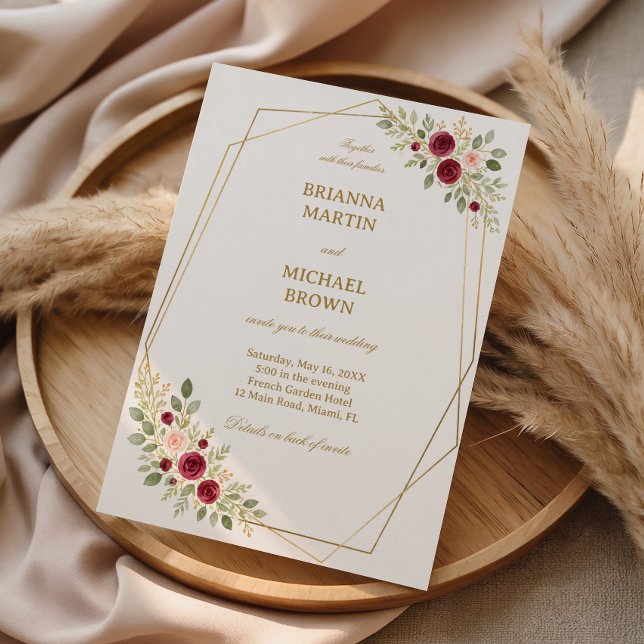 Invitación Elegante Floral Dorado (Subido por el creador)