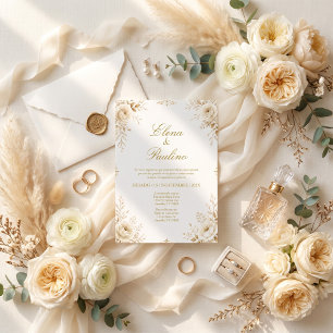 Invitación Elegante Floral Española boda botánica marfil
