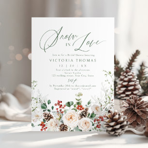 Invitación Elegante Floral Festivo de Nieve en Amor Despedida