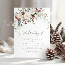 Elegante Floral Festivo Vacacional Boda de Inviern