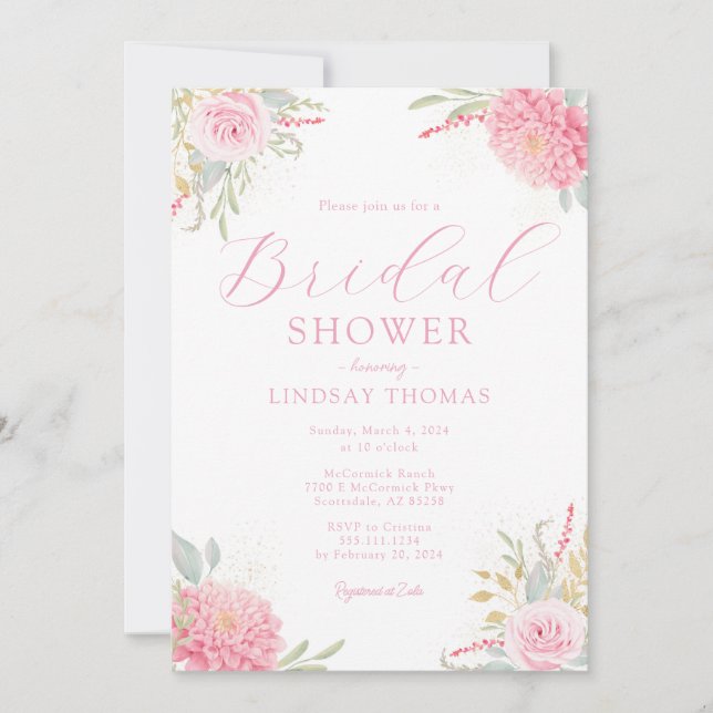 Invitación Elegante Floral Flora Silvestre Bridal Shower Invi (Anverso)
