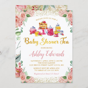 Invitación Elegante Floral Garden Tea Fiesta Baby Shower