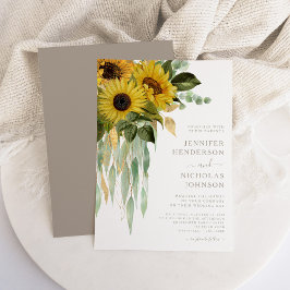 Invitación Elegante floral girasol Boda Eucalyptus