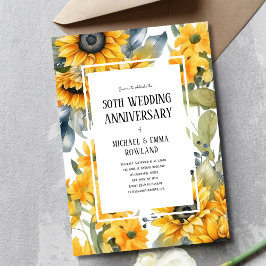 Invitación Elegante floral girasoles 50 aniversario Boda