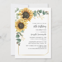 Invitación Elegante floral girasoles 80ª fiesta de cumpleaños