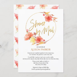 Invitación Elegante Floral Gold Script Watercolor Baby Shower