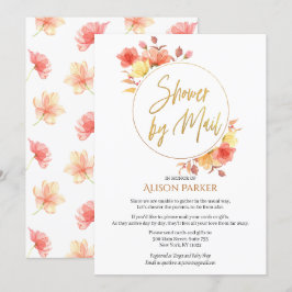 Invitación Elegante Floral Gold Script Watercolor Baby Shower