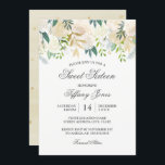 Invitación Elegante Floral Gold Watercolor Dulce Dieciséis<br><div class="desc">Elegante dulce Dieciséis Invitaciones con un suave diseño de acuarela floral en tonos dorados,  crema,  limón y verde. El texto de estilo clásico en gris puede ser totalmente personalizado.</div>