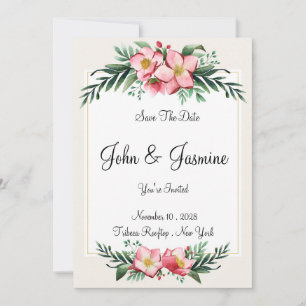 Invitación Elegante Floral Guardar La Fecha